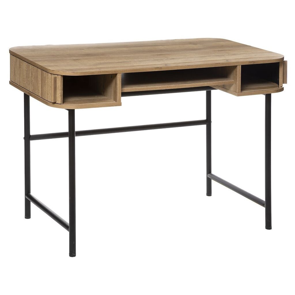 Íróasztal íves, tölgy színű, fekete - scandi - butopêa